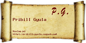 Pribill Gyula névjegykártya